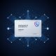 Show a premium digital certificate document with a secure verification badge, connected to a transparent blockchain network. The image should communicate authenticity, trust, ownership, and digital verification at a glance.